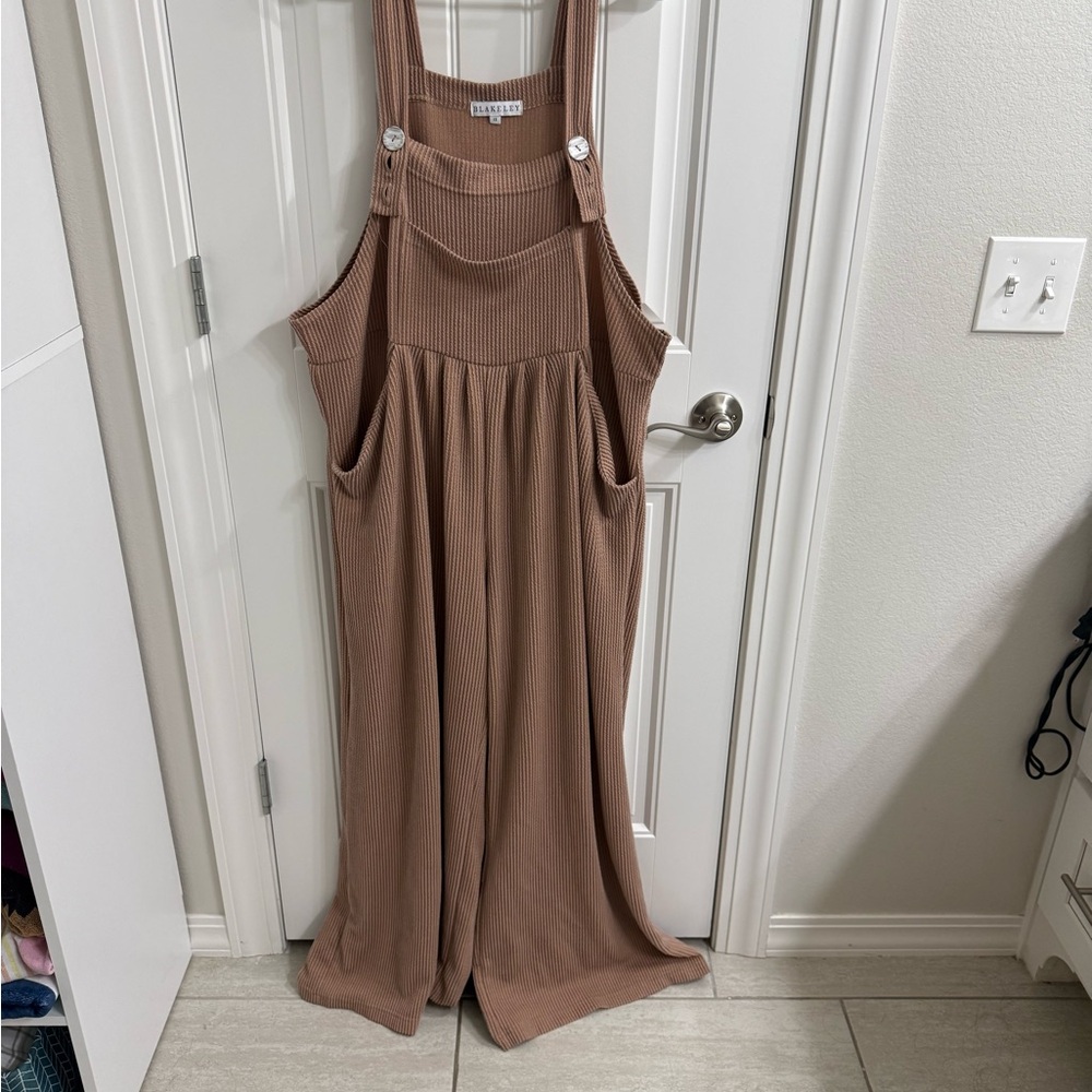 Tan Ribbed Overalls Jumper